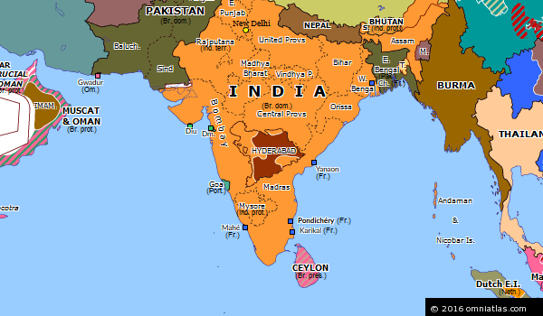 Indian conquest of Hyderabad | Historical Atlas of Southern Asia (17 ...