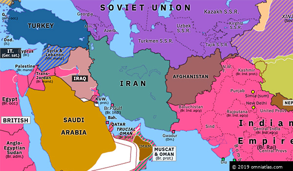 Iraq On World Map Anglo–Iraqi War | Historical Atlas Of Southern Asia (22 May 1941) |  Omniatlas