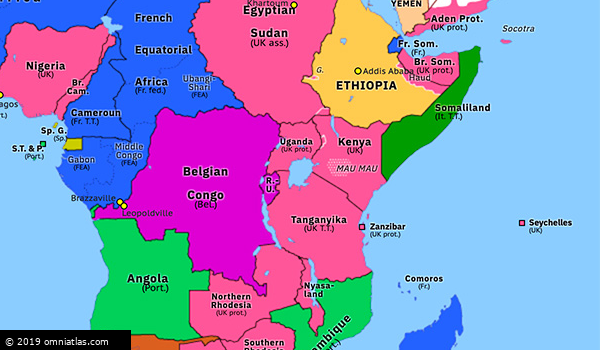 Mau Mau Uprising Historical Atlas Of Sub Saharan Africa 25 March 1953 Omniatlas 9190