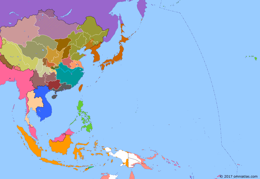 Political map of East Asia and the Western Pacific on 27 Mar 1927 (China's Nanjing Decade: Northern Expedition), showing the following events: Northern Expedition; KMT defeats Western Zhili clique; Northern Expedition; Nanking Incident.