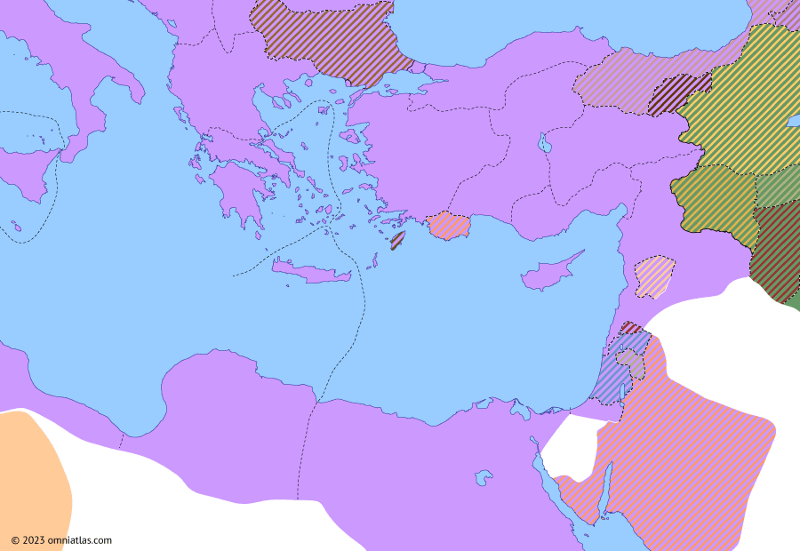 Political map of the Eastern Mediterranean on 24 Feb 41 AD (Julio-Claudian East: Herod Agrippa), showing the following events: Parthian Civil Wars of 36–42; Reign of Herod Agrippa; Caligula’s interference in Armenia; Caligula’s Commagene.