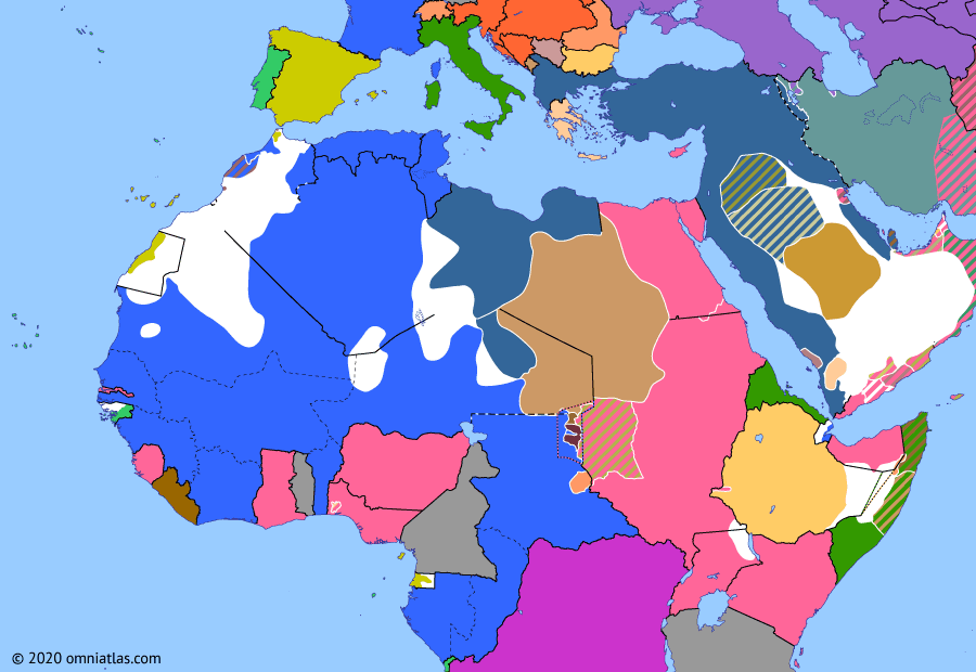 Political map of Northern Africa on 01 Jul 1911 (Scramble for Africa: Agadir Crisis), showing the following events: Cession of Lado Enclave; Agadir Crisis begins; Agadir Crisis.