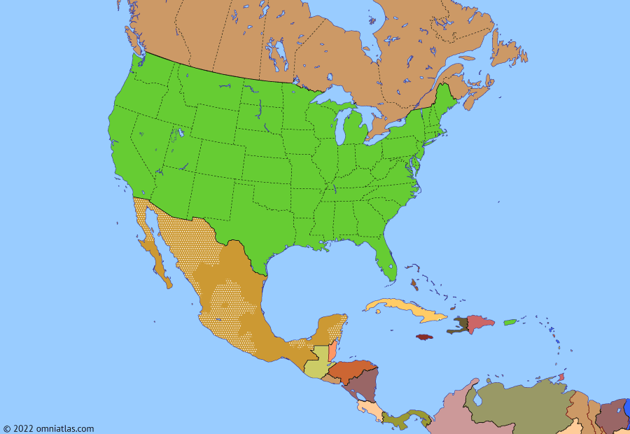 Political map of North America & the Caribbean on 15 Jan 2022 (American Superpower: North America Today), showing the following events: Taliban Summer Offensive.