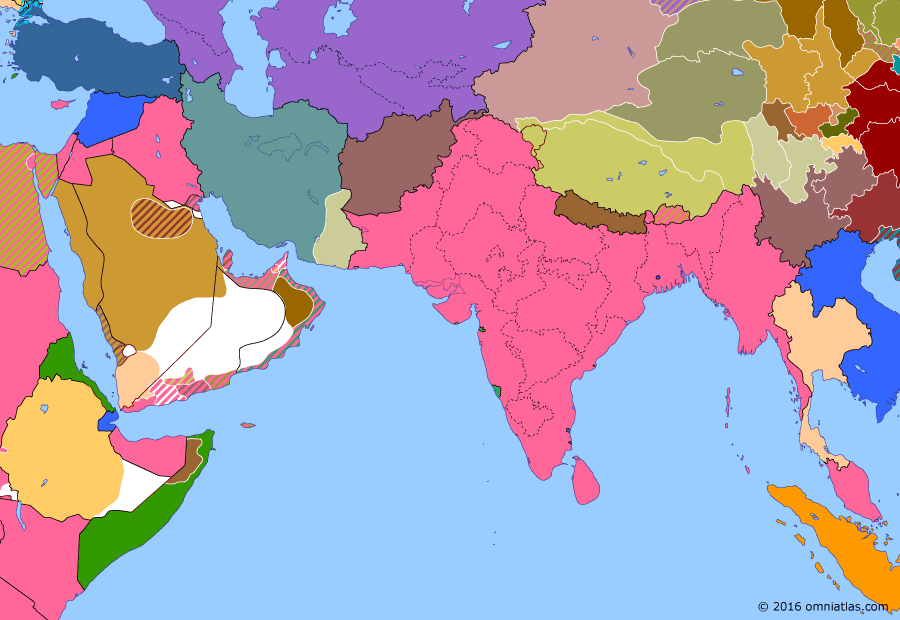 Political map of South & Southwest Asia on 20 May 1927 (Rising Nationalism: Treaty of Jeddah), showing the following events: Hadda Agreement; Pahlavi Dynasty; Mosul Award; Fall of Jeddah and Medina; Northern Expedition; Treaty of Jeddah.